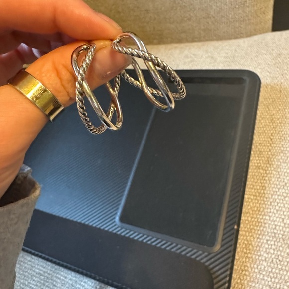 David Yurman Silver Twisted Earrings - Picture 3 of 4